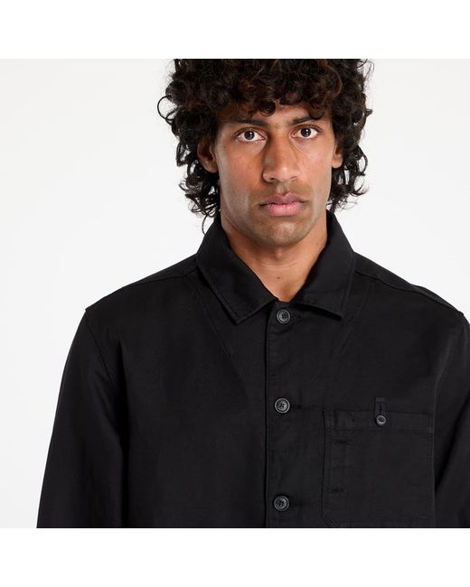 C P Company Black Jacket Cotton/Linen Full Zip Overshirt for men