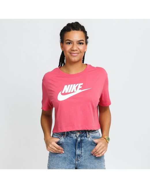 Nike Red Sportswear essential crop tee icon pink