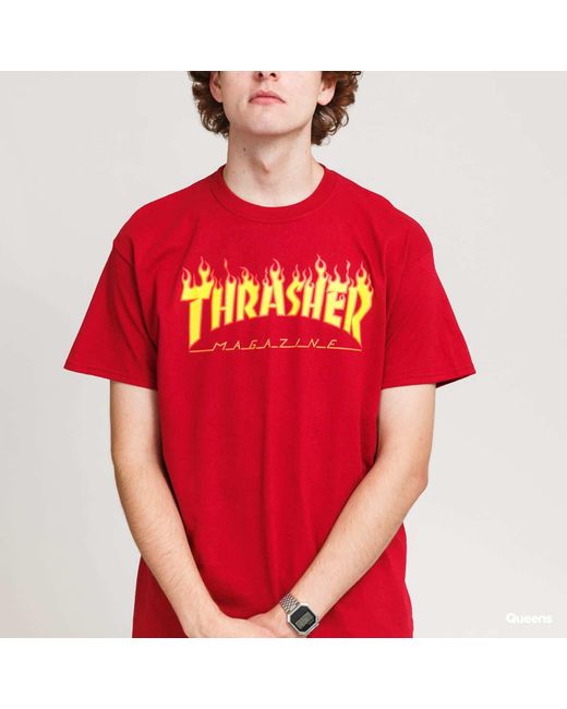 Thrasher T-Shirt Flame Logo Tee in Red für Herren
