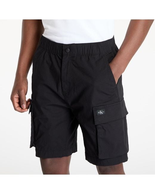 Calvin Klein Korte Broek Jeans Washed Cargo Short in het Black voor heren