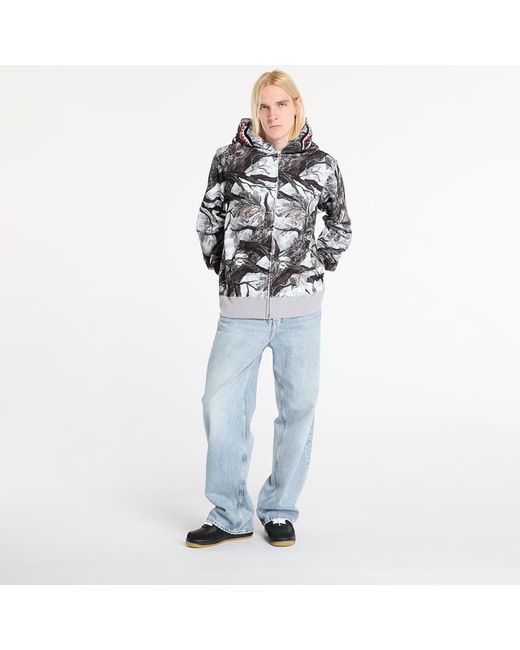 A Bathing Ape Black Sweatshirt Tree Edge Camo Shark Relaxed Fit Full Zip Hoodie