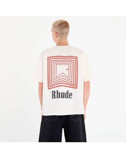 Rhude White T-Shirt Chevron Logo Repeat Tee for men