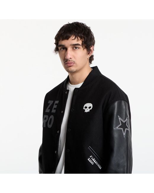 Pleasures Black Bomber Zero Varsity Jacket for men