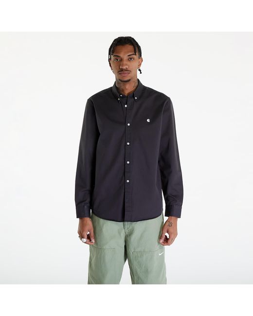 Carhartt Black Hemd long sleeve madison shirt unisex charcoal/ white xs