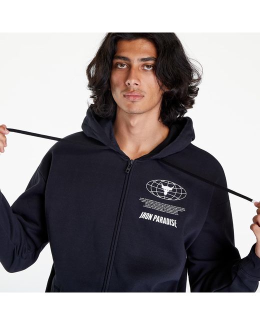 Under Armour Project Rock Rival Fleece Disrupt Fullzip Black/ White in