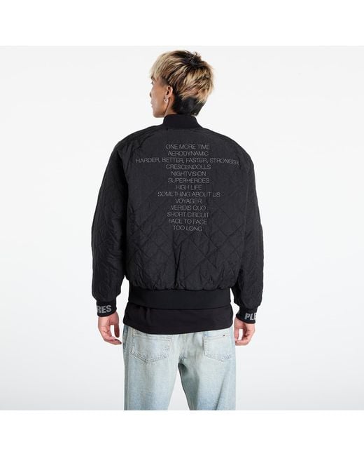 Pleasures Black Jacket Daft Club Reversible Bomber for men