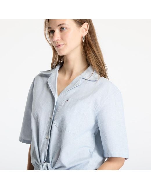 Tommy Hilfiger Blue Hemd Tommy Jeans Crop Linen Shortsleeve Shirt