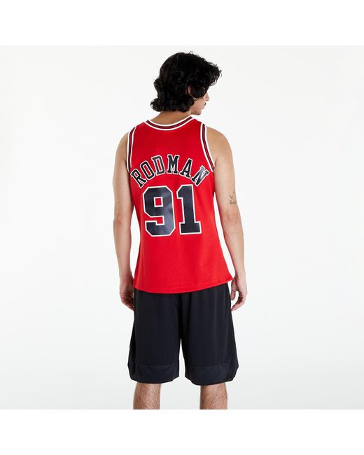 Mitchell & Ness Tank Top Nba Swingman Jersey Chicago Bulls Dennis Rodman 91 in Red für Herren