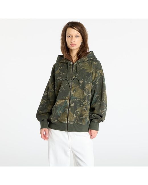 Carhartt Sweatshirt Hooded Benton Sweat Jacket Camo Combi/ Garment Dyed in het Green