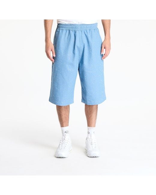 Pleasures Blue Glitter Baggy Denim Shorts for men