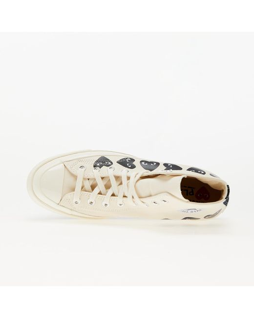COMME DES GARÇONS PLAY Natural Converse X Chuck 70 Hi Multi Heart Milk/ Black/ Egret