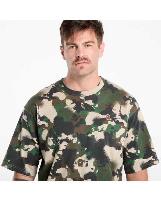 Maglietta Map Camo Ape Head One Point Tee di A Bathing Ape in Green