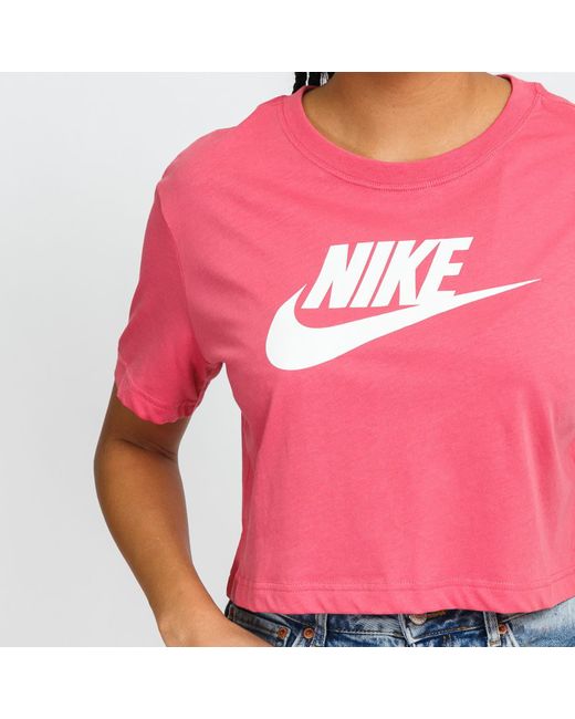 Nike Red Sportswear essential crop tee icon pink