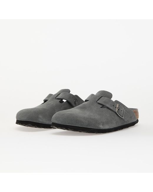 Birkenstock Gray Sneakers Boston Soft Footbed Suede Leather