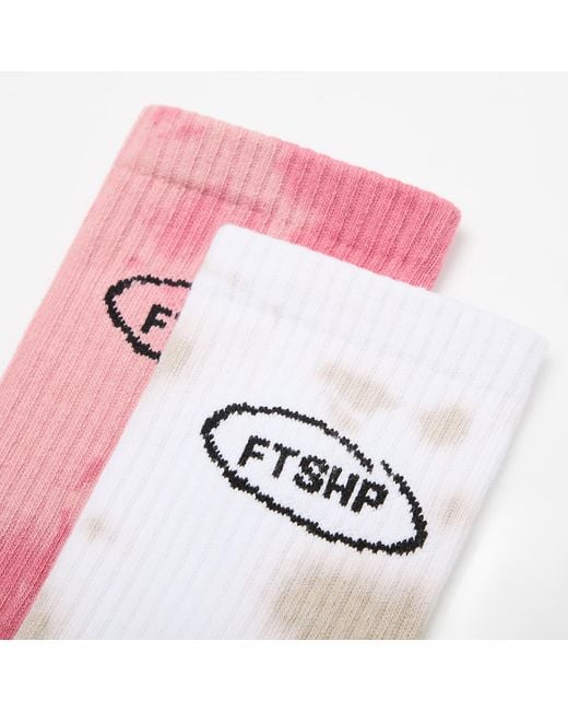 Chaussettes footshop basic crew socks 2-pack 39-42 FTSHP en coloris Pink