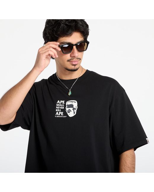 A Bathing Ape Black T-Shirt Frankenstein Bape Logo Relaxed Fit Tee for men