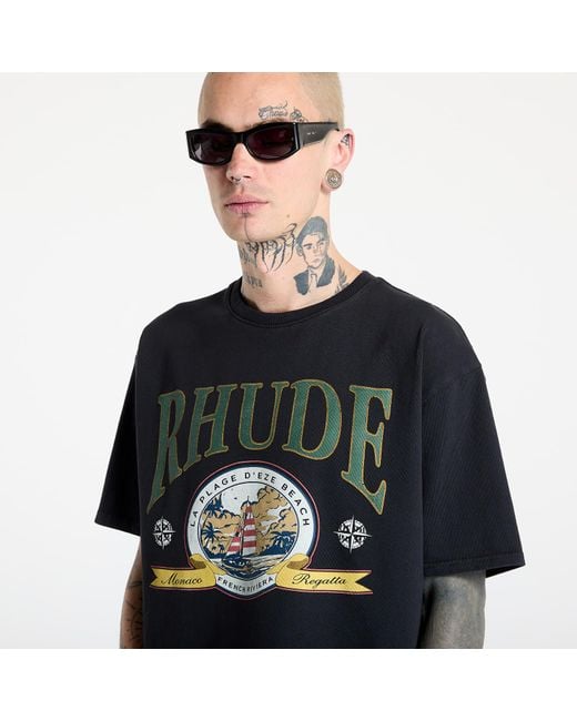Rhude Black T-Shirt Monaco Regatta Tee for men