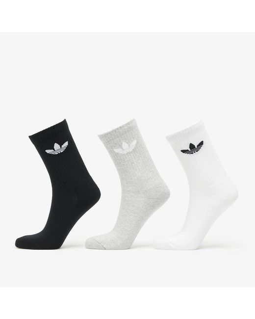 Adidas Originals Adidas Trefoil Cushion Crew Sock 3-pack White/ Medium Grey Heather/ Black