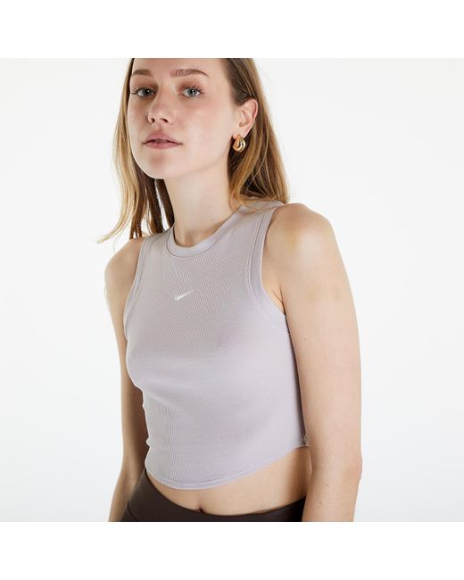 Nike Gray Sportswear essentials ribbed cropped tank platinum violet/ sail