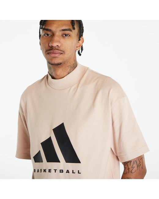 Adidas Originals Natural Adidas Basketball Tee Ash Pearl for men