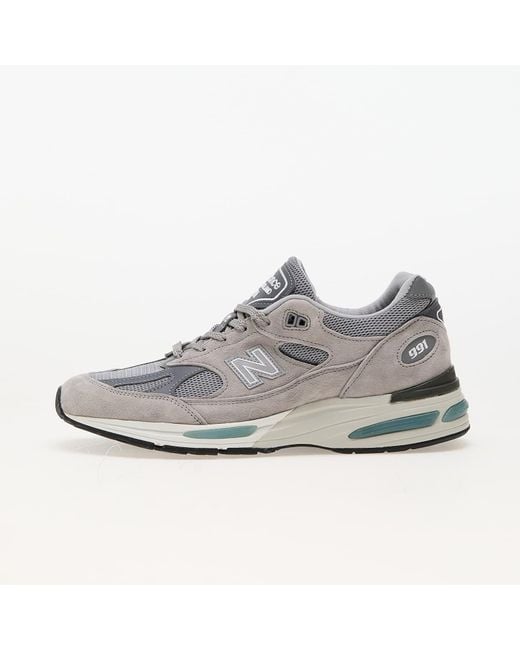 New Balance White 991 Grey