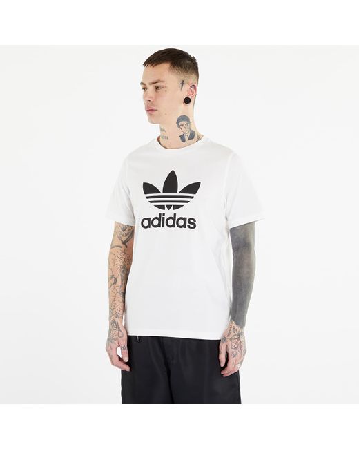 Adidas Originals White Adicolor Trefoil Short Sleeve Tee / Black for men