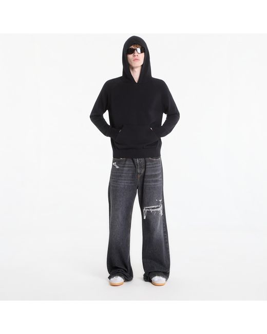 Palm Angels Trui Curved Logo Regular Knit Hoodie/ Off in het Black voor heren