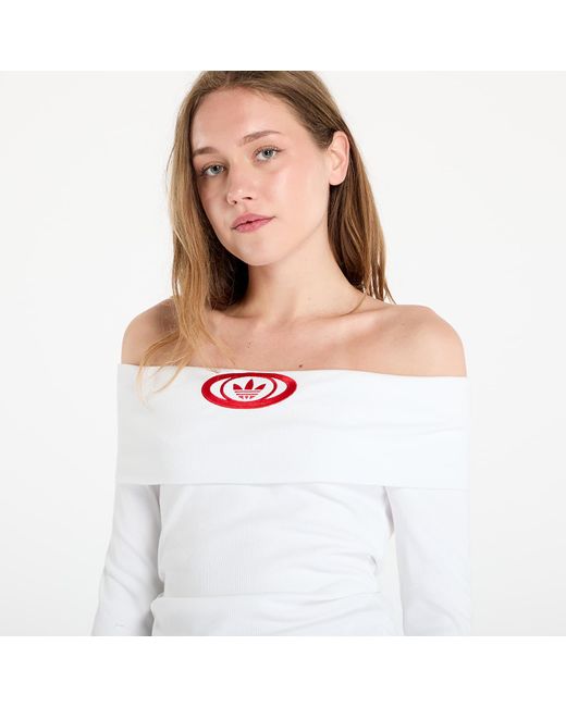 Adidas Originals White Top Off Shoulder Top