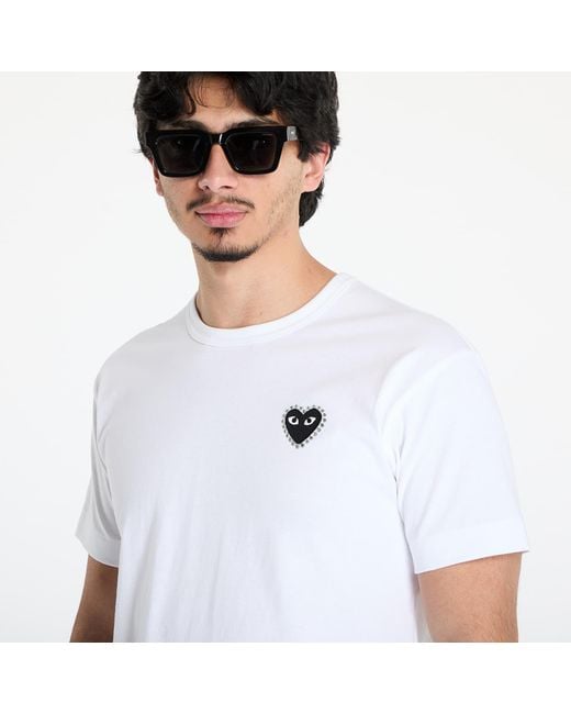 COMME DES GARÇONS PLAY White T-Shirt Emblem X Rhinestone T-Shirt