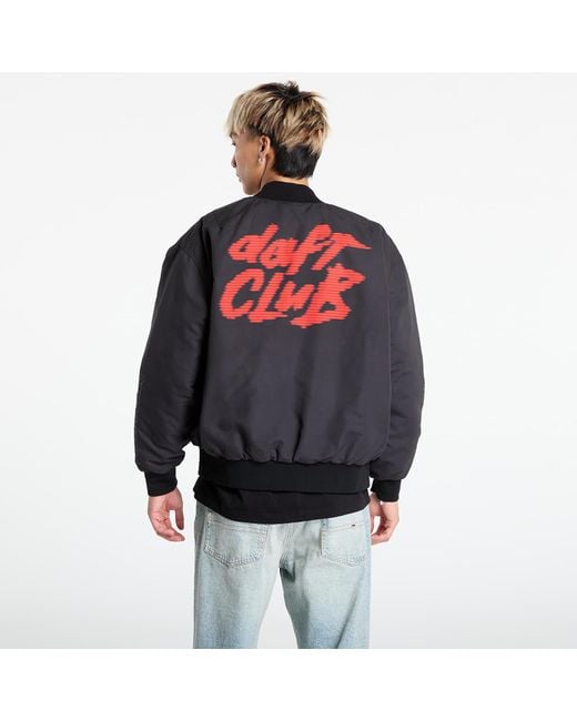 Pleasures Black Jacket Daft Club Reversible Bomber for men