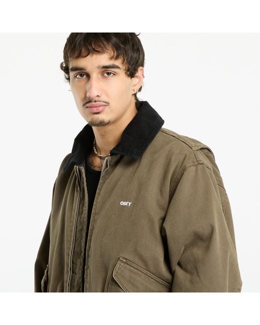 Obey Brown Jacket Obey Fade Wash Cwu Jacket for men