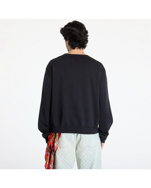 M I S B H V Black Pullover Knitted Varsity Crewneck Sweatshirt