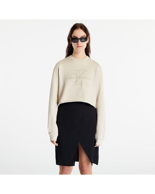 Calvin Klein Natural Jeans Cropped Embroidered Sweatshirt Classic