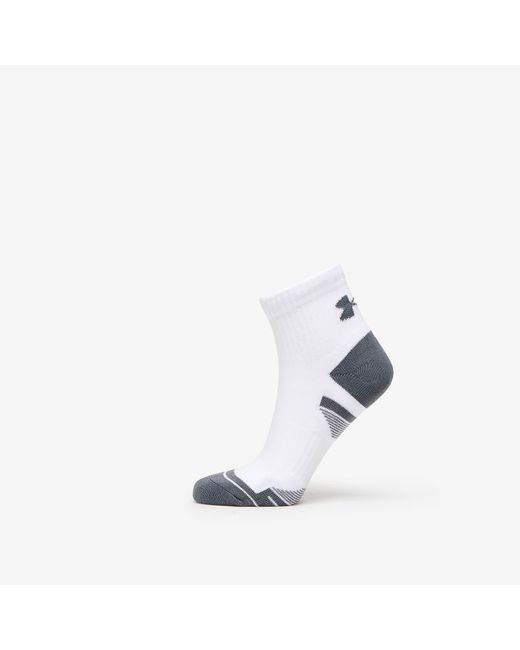 Under Armour White Performance Cotton 3-Pack Qtr Socks