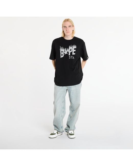 A Bathing Ape T-Shirt Wild Leopard Pattern Bape Sta Logo Relaxed Fit Tee in Black für Herren