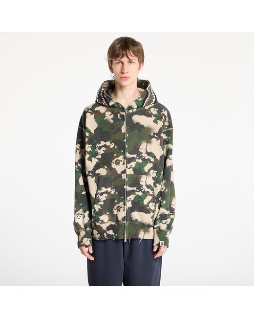 Felpa Map Camo Shark Relaxed Fit Full Zip Hoodie di A Bathing Ape in Green