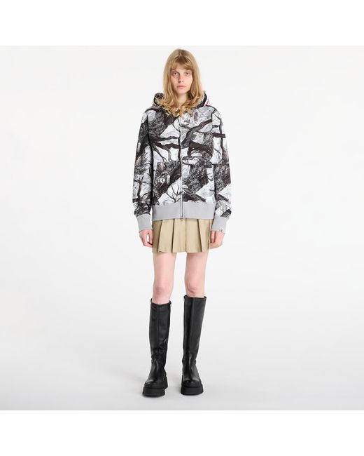 A Bathing Ape Black Sweatshirt Tree Edge Camo Shark Relaxed Fit Full Zip Hoodie