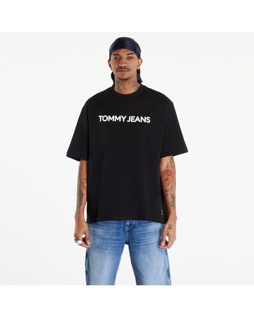 Maglietta Tommy Jeans Logo Oversized Fit T-Shirt di Tommy Hilfiger in Black da Uomo