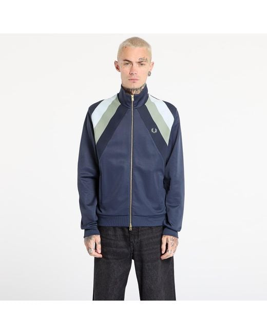 Fred Perry Jas Striped Panel Track Jacket in het Blue voor heren