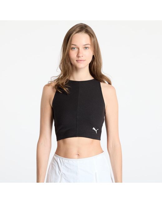 PUMA Black Top Wardrobe Essentials Ribbed Crop Top
