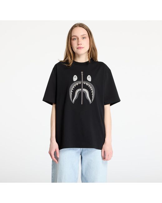 A Bathing Ape Black T-Shirt Chain Stitch Shark Relaxed Fit Tee