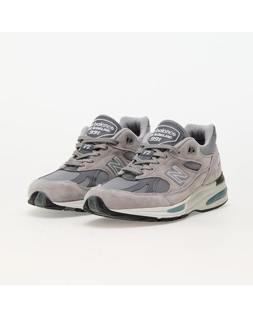 New Balance White 991 Grey