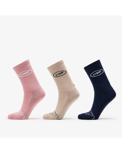 FTSHP Blue Socken Footshop Basic Crew Socks 3-Pack/ Acru