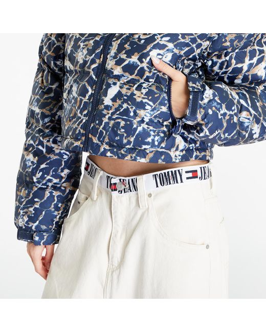 The North Face Blue Jacke nuptse short jacket dusty periwinkle water distortion small print/ summit navy xs