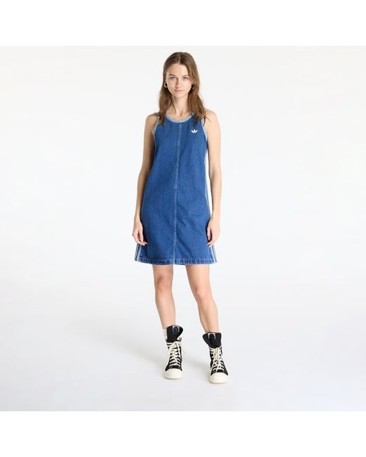 Adidas adicolor denim 3 stripes tank dress blue/ indigo denim s Adidas Originals