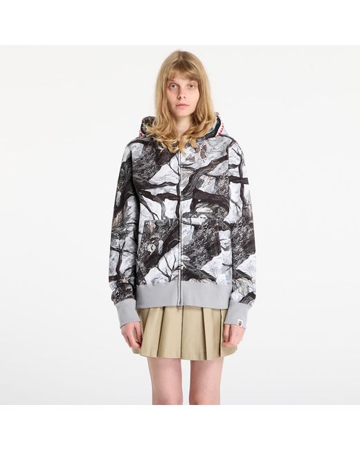 A Bathing Ape Black Sweatshirt Tree Edge Camo Shark Relaxed Fit Full Zip Hoodie