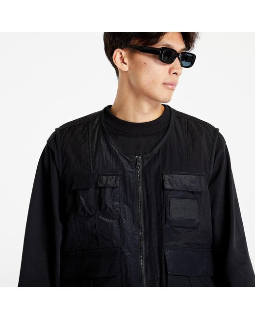 Calvin Klein Jeans Mesh Ripstop Utility Vest Black voor heren | Lyst NL