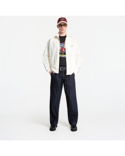 Fred Perry White Jacket Contrast Tape Track Jacket for men