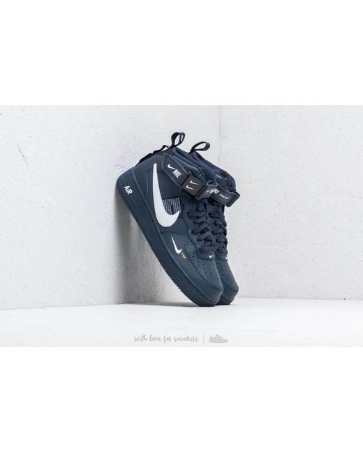Nike Leather Air Force 1 Mid '07 Lv8 Obsidian/ White/ Black in Blue for Men  | Lyst