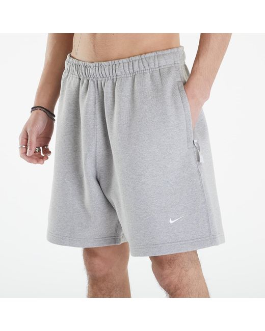 Nike Solo Swoosh Fleece Shorts Dk Grey Heather/ White in het Blue voor heren